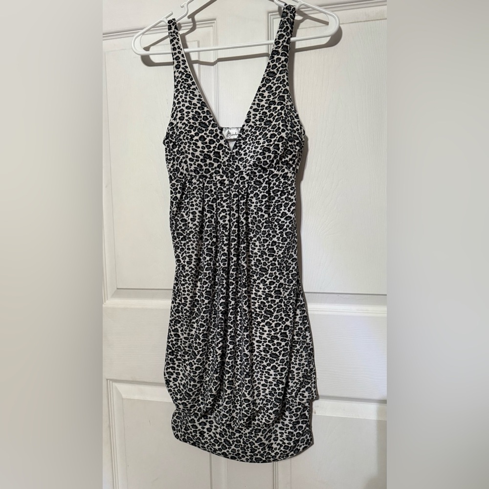 Chesley Black and White Animal Print Midi Dress